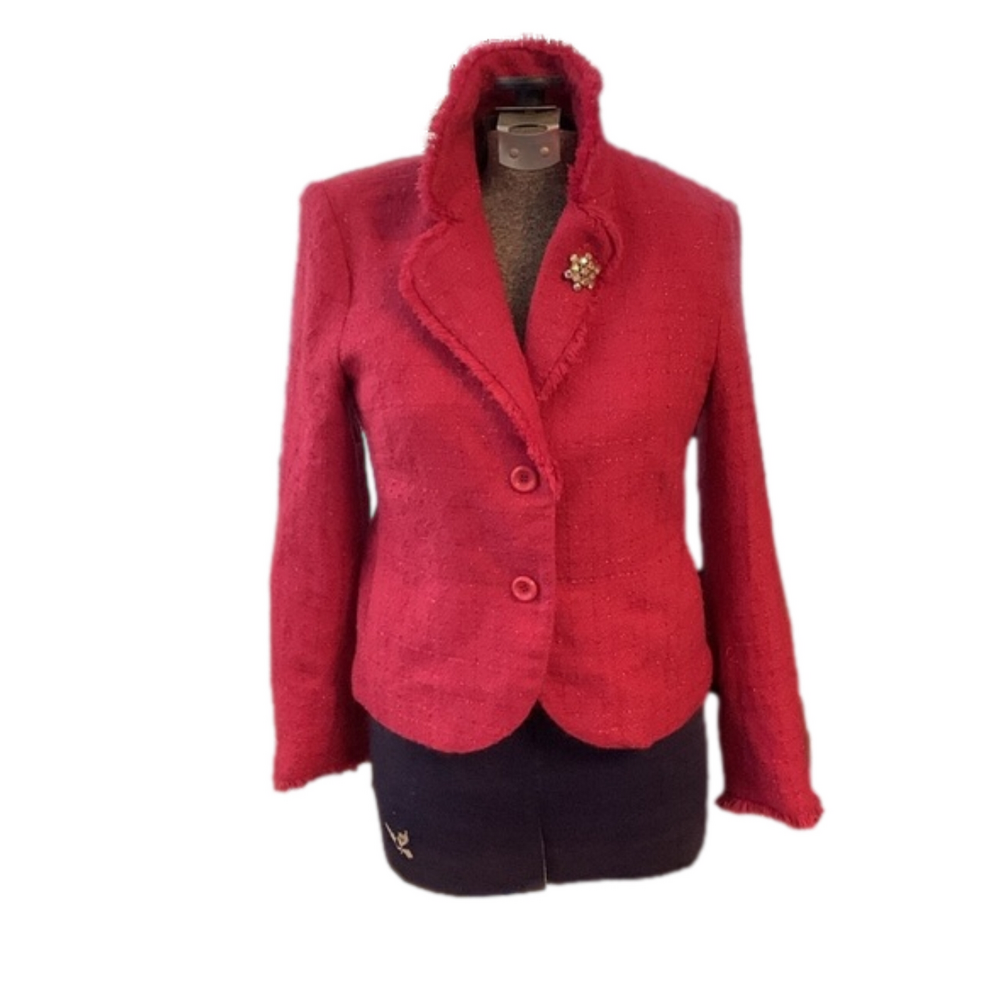 Studio petites pink jacket metallic checkers and rhinestone brooch 🇨🇦